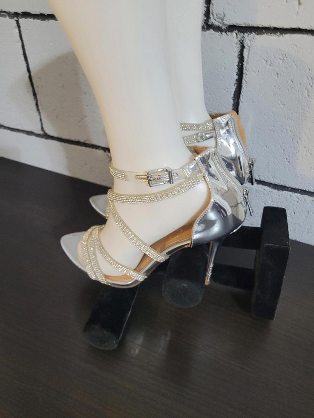 Jessica Simpson Silver Strappy Rhinestone High Heels
